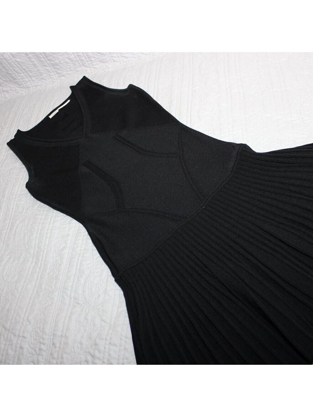 Leon Max Limited Edition Womens Black Knit Dress Dropped Waist Sleeveless Size M - Picture 6 of 12